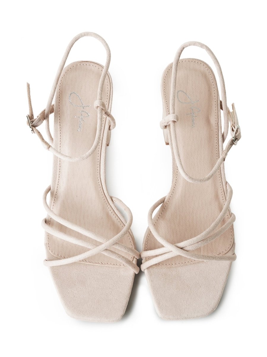 Camila | Beige Suede Heels by J.Adams – Don't Panic Shoes
