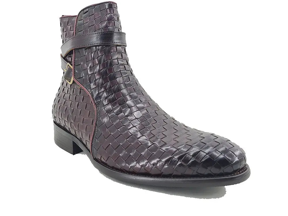 Carrucci Basket Weave Buckle Boots Calfskin Kb886 - 17x Boots by Carrucci Shoes – Don't Panic Shoes