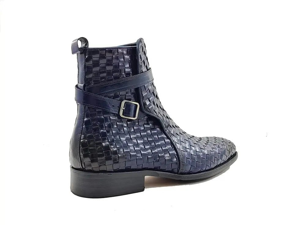 Carrucci Basket Weave Buckle Boots Calfskin Kb886 - 17x Boots by Carrucci Shoes – Don't Panic Shoes