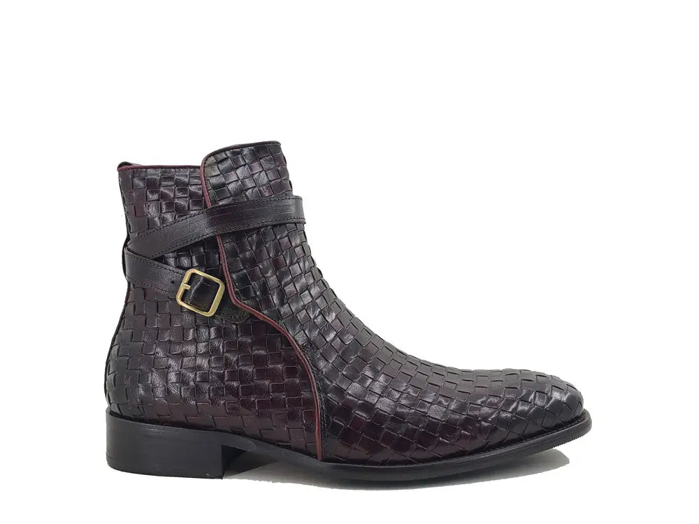 Carrucci Basket Weave Buckle Boots Calfskin Kb886 - 17x Boots by Carrucci Shoes – Don't Panic Shoes