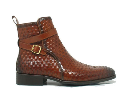 Carrucci Basket Weave Buckle Boots Calfskin Kb886 - 17x Boots by Carrucci Shoes – Don't Panic Shoes