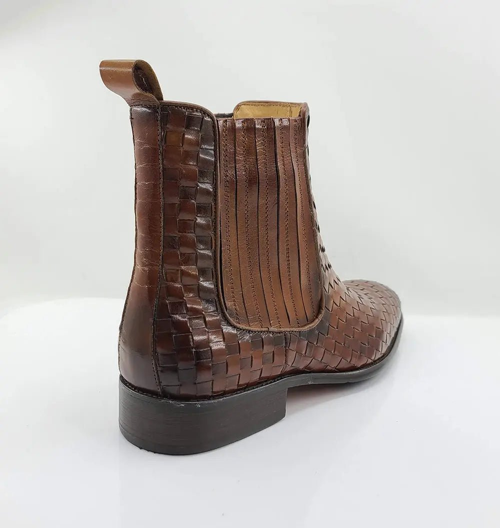 Carrucci Basket Weave Chelsea Boot Leather Kb886 - 18x Boots by Carrucci Shoes – Don't Panic Shoes