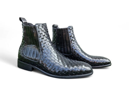 Carrucci Basket Weave Chelsea Boot Leather Kb886 - 18x Boots by Carrucci Shoes – Don't Panic Shoes
