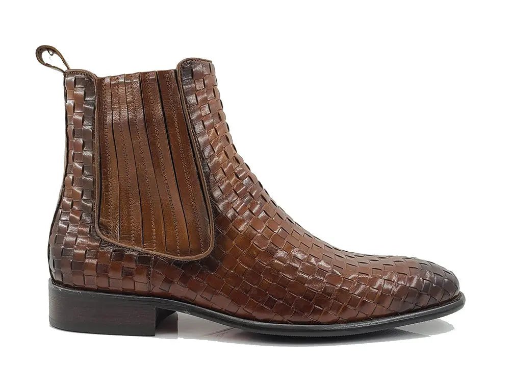 Carrucci Basket Weave Chelsea Boot Leather Kb886 - 18x Boots by Carrucci Shoes – Don't Panic Shoes