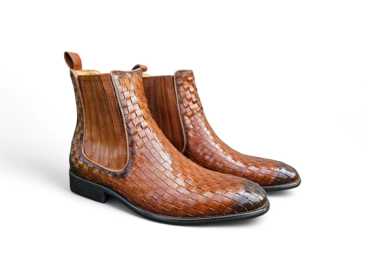Carrucci Basket Weave Chelsea Boot Leather Kb886 - 18x Boots by Carrucci Shoes – Don't Panic Shoes