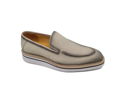 Carrucci BurniShed Linen Loafer Men’s Linen Ks550 - 10f Shoes by Carrucci Shoes – Don't Panic Shoes