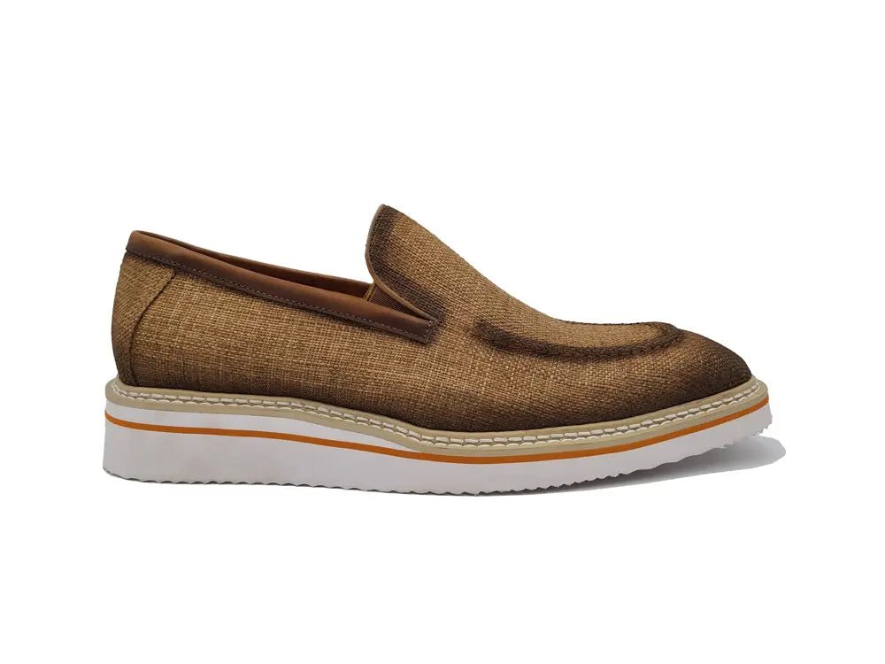 Carrucci BurniShed Linen Loafer Men’s Linen Ks550 - 10f Shoes by Carrucci Shoes – Don't Panic Shoes