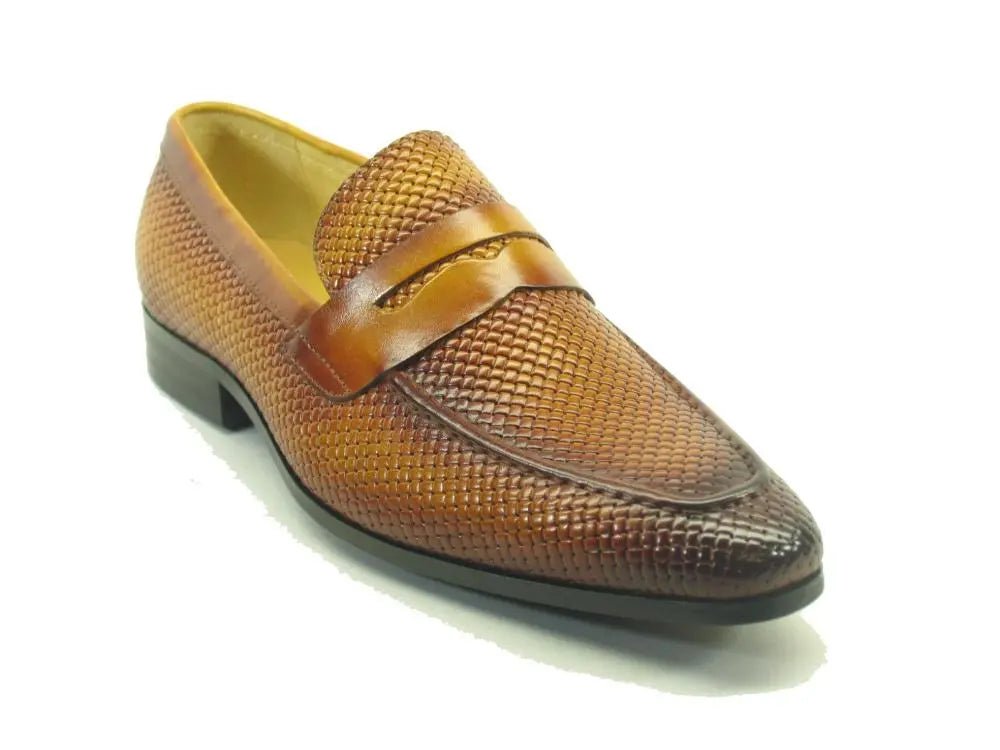 Carrucci BurniShed Woven Penny Loafer Men’s Ks478 - 110e Shoes by Carrucci Shoes – Don't Panic Shoes