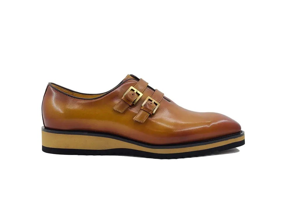 Carrucci Collection Burnished Double Monk Calfskin Leather Ks515 - 30 Shoes by Carrucci Shoes – Don't Panic Shoes