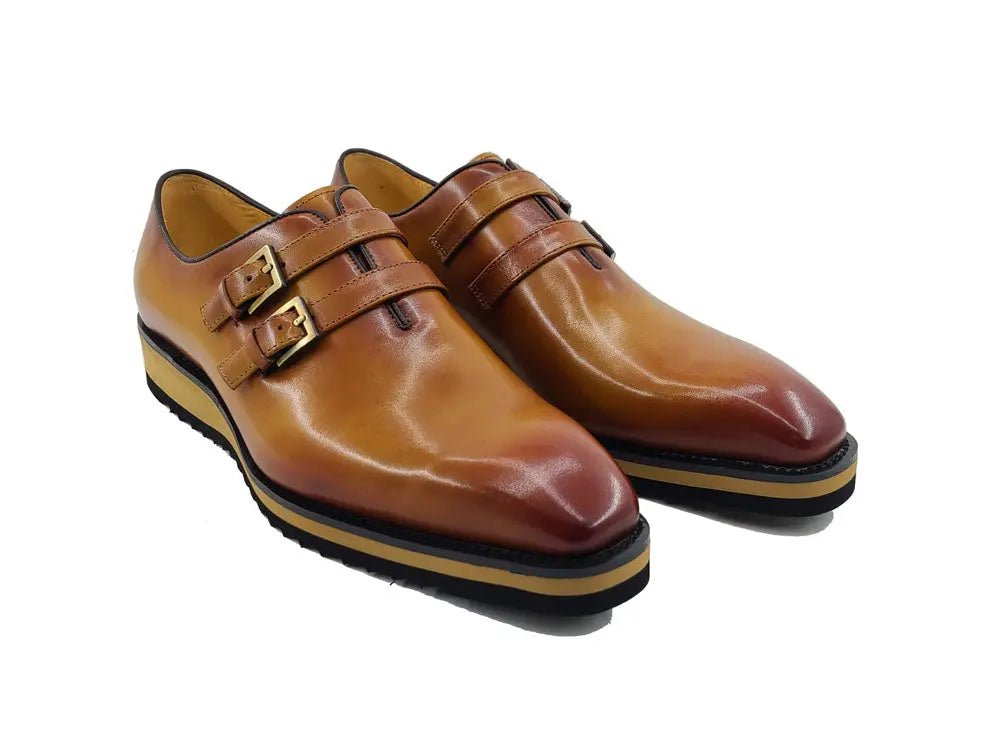 Carrucci Collection Burnished Double Monk Calfskin Leather Ks515 - 30 Shoes by Carrucci Shoes – Don't Panic Shoes