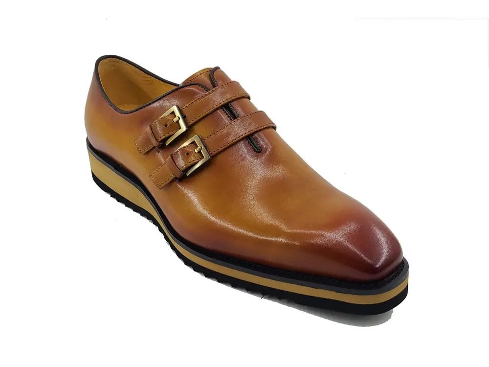 Carrucci Collection Burnished Double Monk Calfskin Leather Ks515 - 30 Shoes by Carrucci Shoes – Don't Panic Shoes
