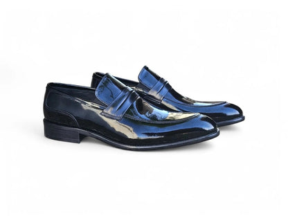 Carrucci Contrast Penny Loafer Patent Leather Ks479 - 601p Shoes by Carrucci Shoes – Don't Panic Shoes