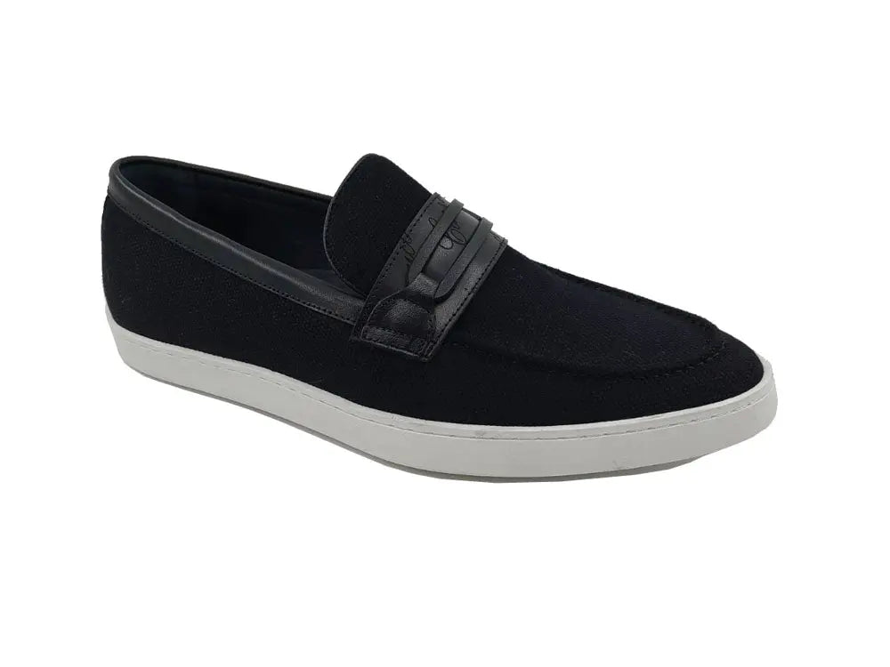 Carrucci Embossed Leather Strap Linen Sneaker Leather Ks529 - 07 Sneakers by Carrucci Shoes – Don't Panic Shoes