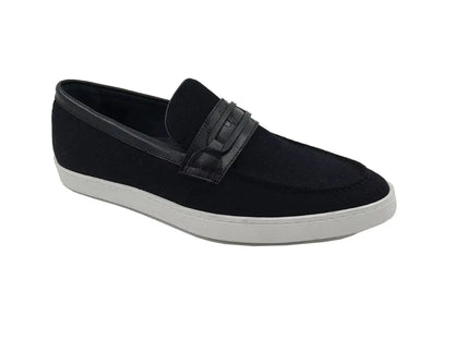 Carrucci Embossed Leather Strap Linen Sneaker Leather Ks529 - 07 Sneakers by Carrucci Shoes – Don't Panic Shoes