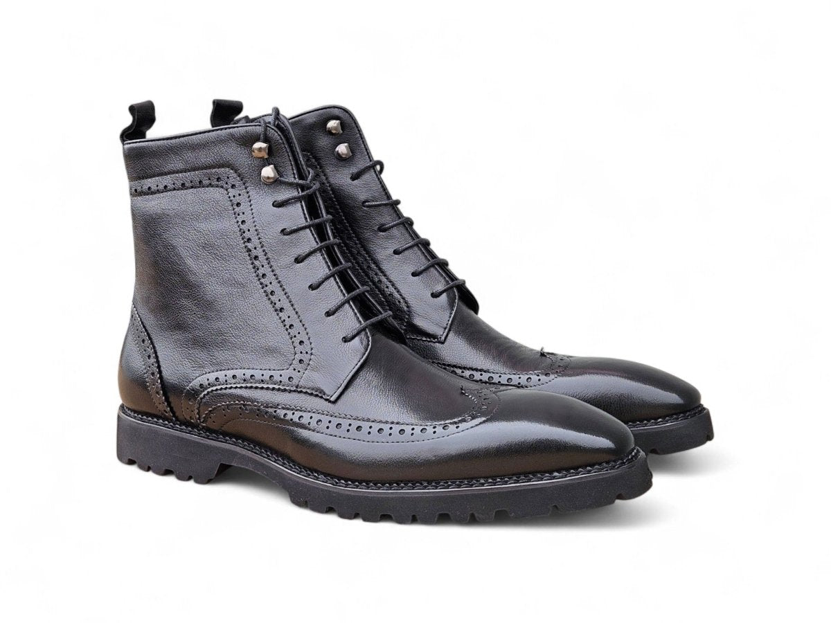 Carrucci Hudson Wingtip Boot Full Grain Leather Black Boots by Carrucci Shoes – Don't Panic Shoes