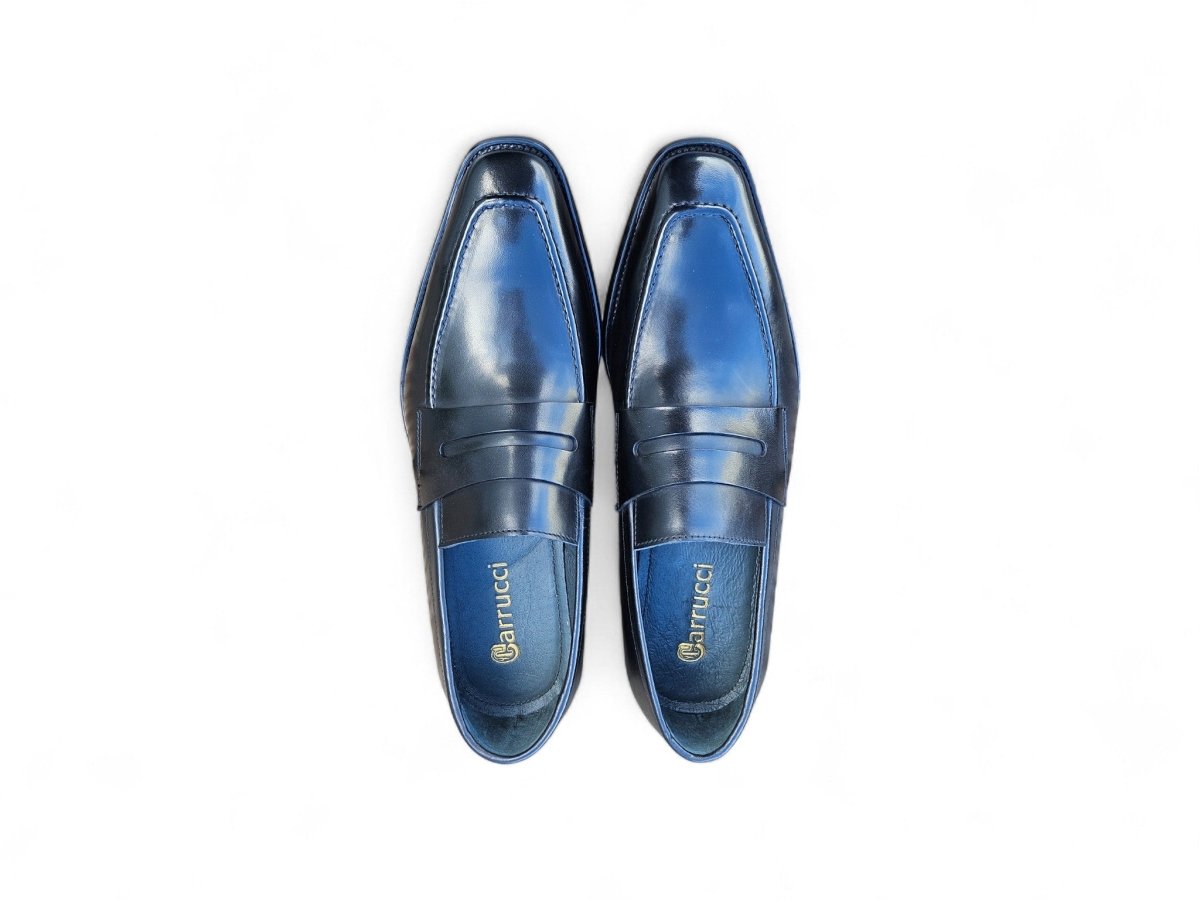 Carrucci Men’S Penny Loafer Calfskin Leather Patina Ks509 - 32 Shoes by Carrucci Shoes – Don't Panic Shoes