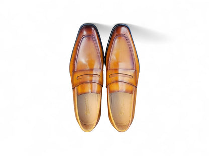 Carrucci Men’S Penny Loafer Calfskin Leather Patina Ks509 - 32 Shoes by Carrucci Shoes – Don't Panic Shoes