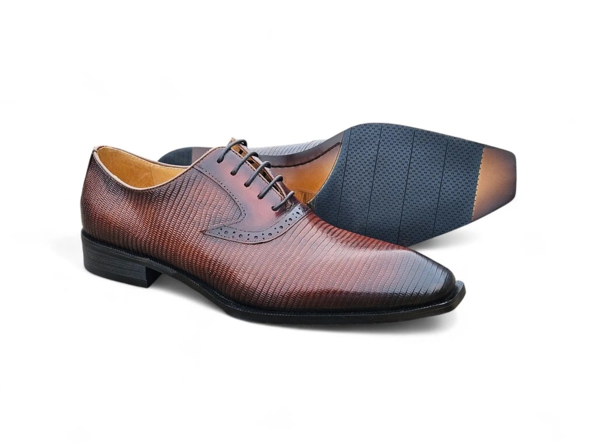 Carrucci Milano Lizard Embossed Oxford Dress Shoes Shoes by Carrucci Shoes – Don't Panic Shoes