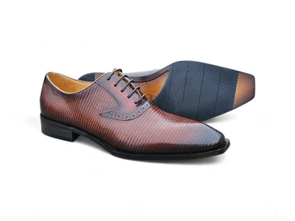 Carrucci Milano Lizard Embossed Oxford Dress Shoes Shoes by Carrucci Shoes – Don't Panic Shoes