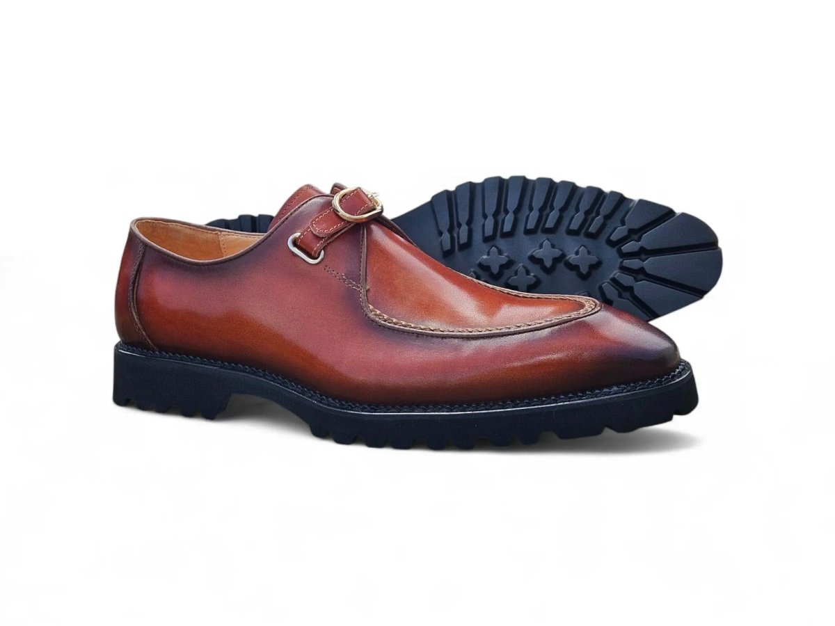 Carrucci Moc Toe Single Monk Loafer Leather Ks480 - 110 Shoes by Carrucci Shoes – Don't Panic Shoes