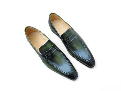 Carrucci Patina FiniShed Penny Loafer Men’s Leather Slip On Shoes by Carrucci Shoes – Don't Panic Shoes