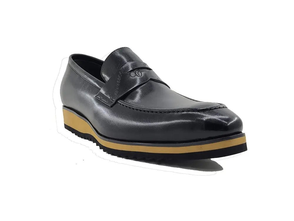 Carrucci Penny Loafer Leather Lightweight Sole Ks516 - 01 Shoes by Carrucci Shoes – Don't Panic Shoes