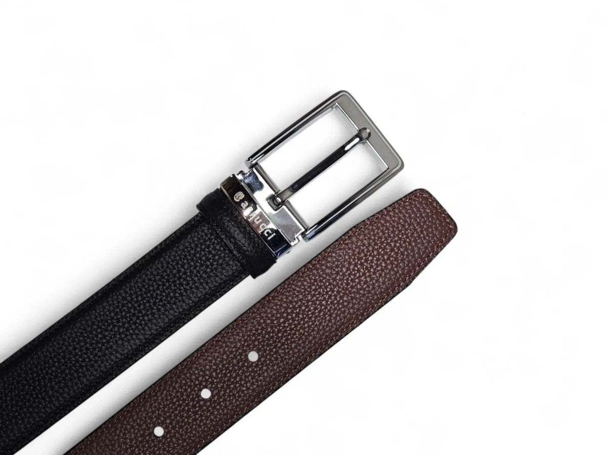 Carrucci Reversible Belt Silver Buckle Calf Leather Belt by Carrucci Shoes – Don't Panic Shoes