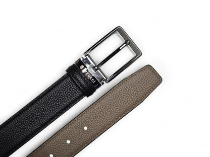 Carrucci Reversible Belt Silver Buckle Calf Leather Belt by Carrucci Shoes – Don't Panic Shoes