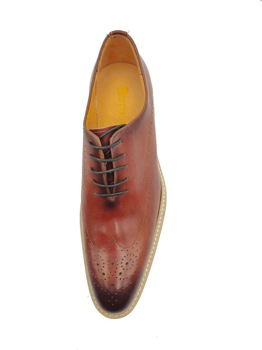 Carrucci Shoes Patina Wing - Tip Oxford Medallion Leather Shoes by Carrucci Shoes – Don't Panic Shoes