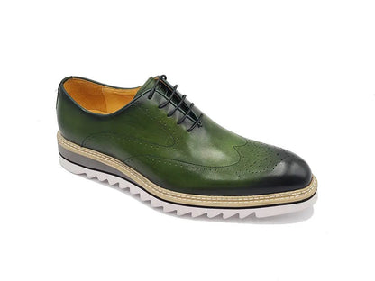 Carrucci Shoes Patina Wing - Tip Oxford Medallion Leather Shoes by Carrucci Shoes – Don't Panic Shoes