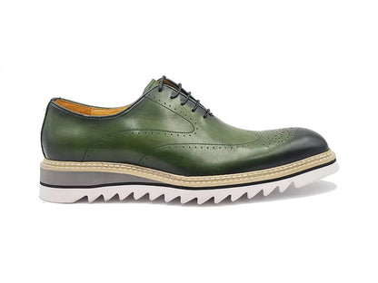 Carrucci Shoes Patina Wing - Tip Oxford Medallion Leather Shoes by Carrucci Shoes – Don't Panic Shoes