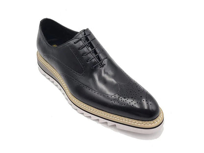 Carrucci Shoes Patina Wing - Tip Oxford Medallion Leather Shoes by Carrucci Shoes – Don't Panic Shoes