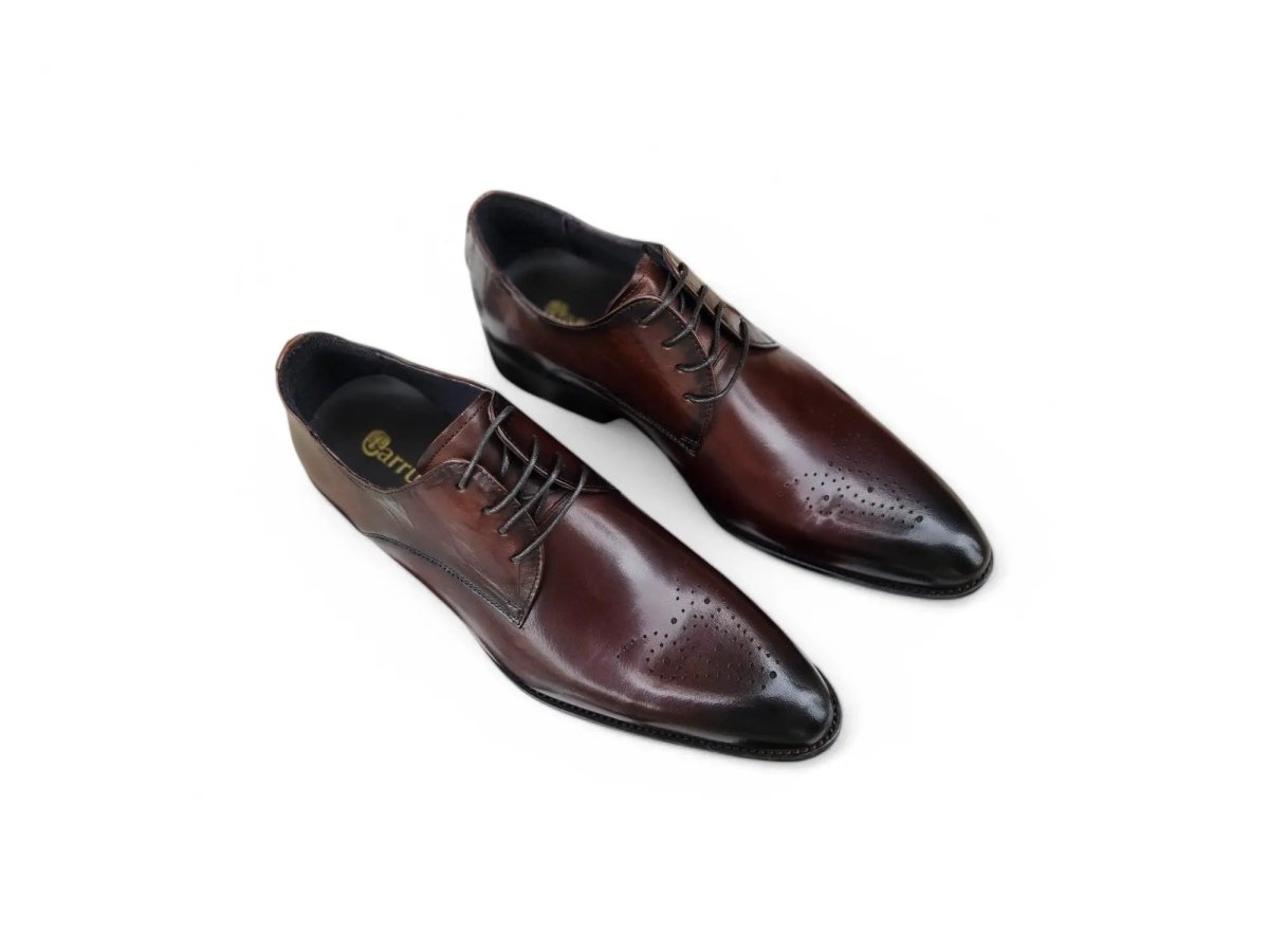 Carrucci Signature Burnished Lace Up Derby Calfskin Leather Ks479 - 04 Shoes by Carrucci Shoes – Don't Panic Shoes