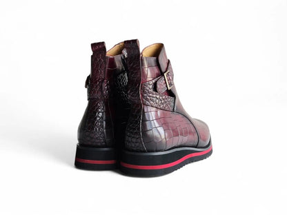 Carrucci Vesper Cross Strap Buckle Boot Men's Calfskin Leather Kb517 - 01e Boots by Carrucci Shoes – Don't Panic Shoes