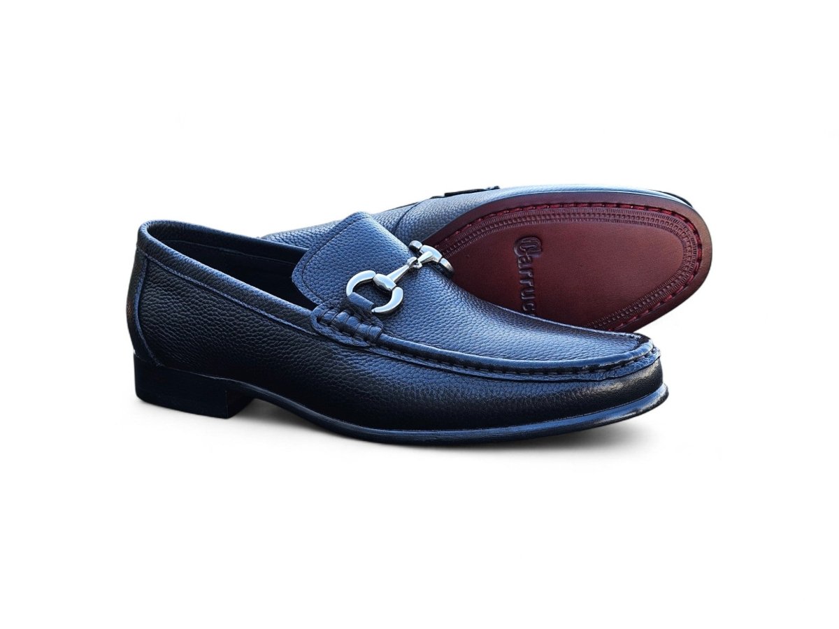 Carrucci Victor Horsebit Loafer Pebble Grain Leather Kl201 - 01 Shoes by Carrucci Shoes – Don't Panic Shoes