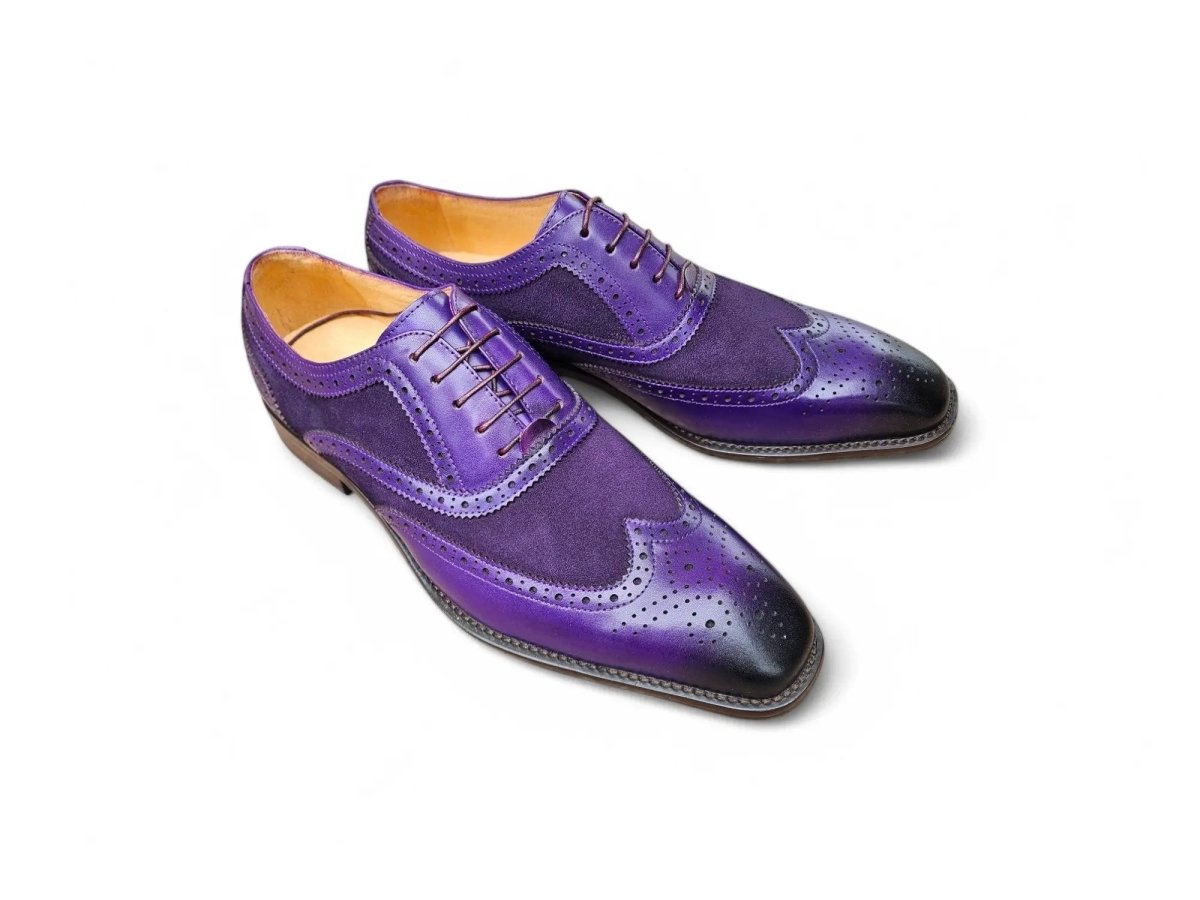 Carrucci Wingtip Oxford Leather And Suede Ks509 - 25sc Shoes by Carrucci Shoes – Don't Panic Shoes