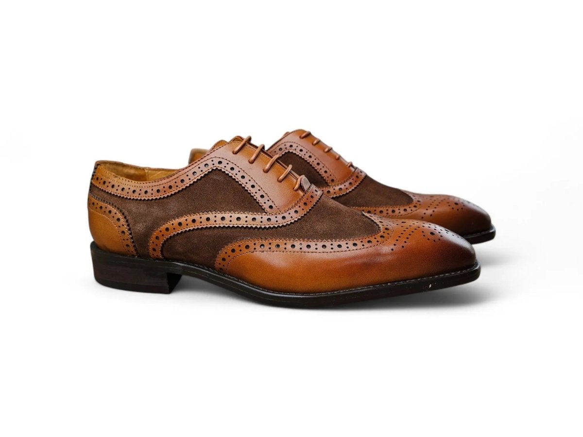 Carrucci Wingtip Oxford Leather And Suede Ks509 - 25sc Shoes by Carrucci Shoes – Don't Panic Shoes
