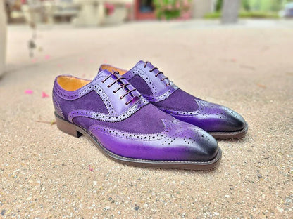 Carrucci Wingtip Oxford Leather And Suede Ks509 - 25sc Shoes by Carrucci Shoes – Don't Panic Shoes