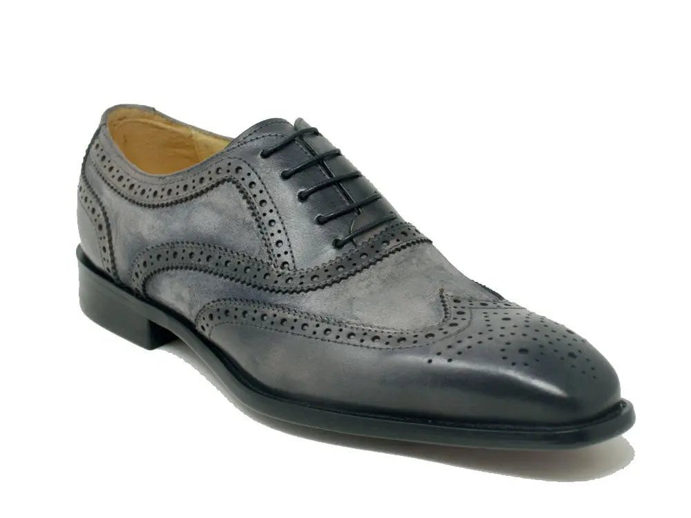 Carrucci Wingtip Oxford Leather And Suede Ks509 - 25sc Shoes by Carrucci Shoes – Don't Panic Shoes