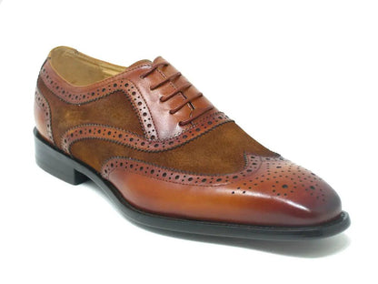 Carrucci Wingtip Oxford Leather And Suede Ks509 - 25sc Shoes by Carrucci Shoes – Don't Panic Shoes