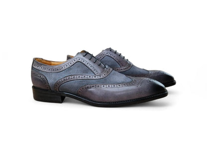 Carrucci Wingtip Oxford Leather And Suede Ks509 - 25sc Shoes by Carrucci Shoes – Don't Panic Shoes
