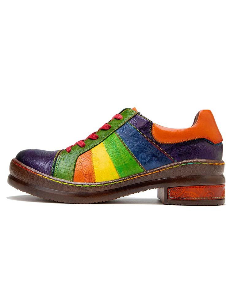 Casual Lace Up Loafers Shoes Women's Leather Comfy Flats Flat by Colorstepshoes – Don't Panic Shoes