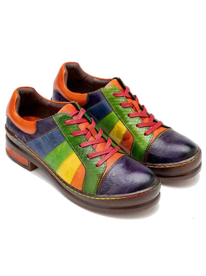 Casual Lace Up Loafers Shoes Women's Leather Comfy Flats Flat by Colorstepshoes – Don't Panic Shoes