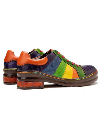 Casual Lace Up Loafers Shoes Women's Leather Comfy Flats Flat by Colorstepshoes – Don't Panic Shoes