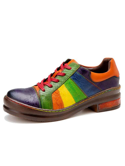 Casual Lace Up Loafers Shoes Women's Leather Comfy Flats Flat by Colorstepshoes – Don't Panic Shoes