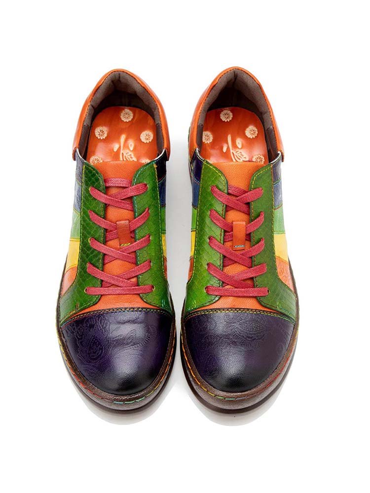 Casual Lace Up Loafers Shoes Women's Leather Comfy Flats Flat by Colorstepshoes – Don't Panic Shoes