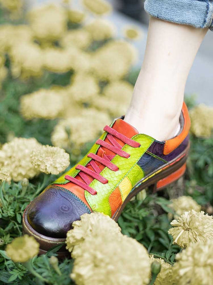 Casual Lace Up Loafers Shoes Women's Leather Comfy Flats Flat by Colorstepshoes – Don't Panic Shoes