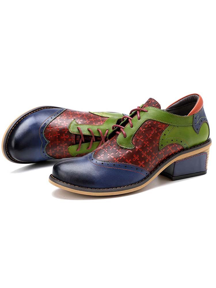 Casual Vintage Handmade Style Leather Brogue Shoes Flat by Colorstepshoes – Don't Panic Shoes