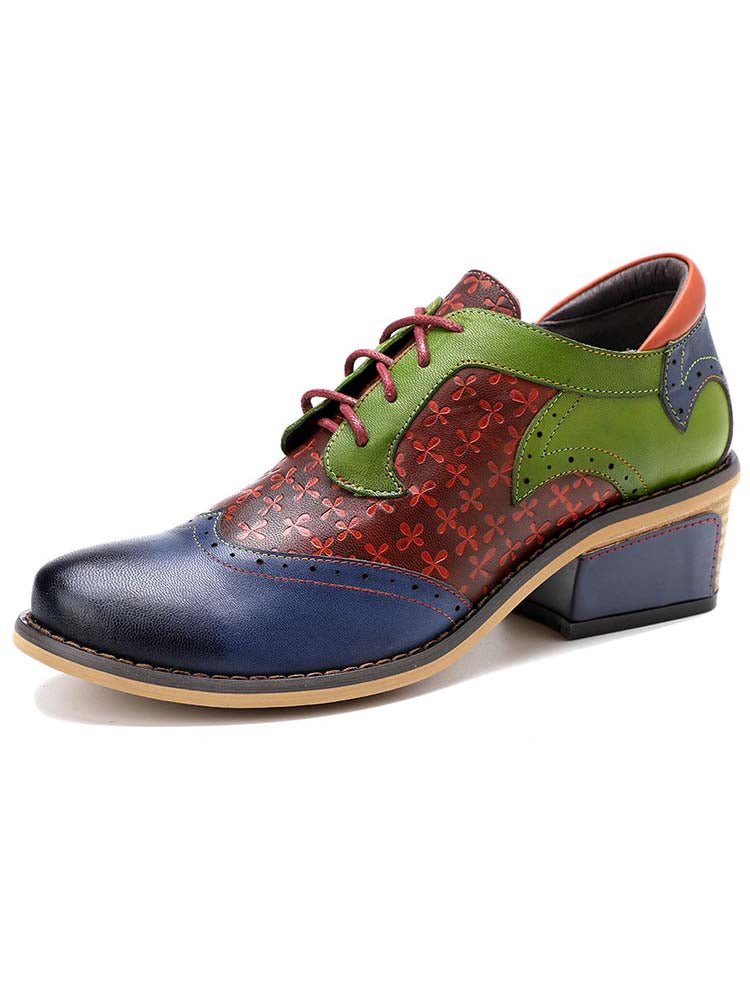 Casual Vintage Handmade Style Leather Brogue Shoes Flat by Colorstepshoes – Don't Panic Shoes