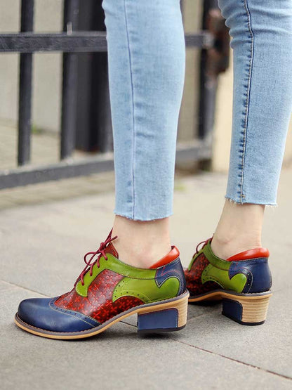 Casual Vintage Handmade Style Leather Brogue Shoes Flat by Colorstepshoes – Don't Panic Shoes